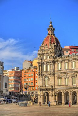 beautiful architecture in the old town La Coruna, Galicia, Spain