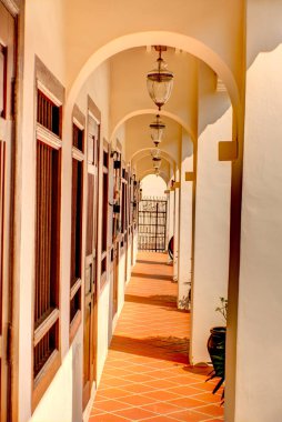 Penang, Malaysia - March 2019 : Historical center in springtime