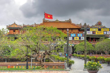 Hue, Vietnam - November 2020 : Citadel in cloudy weather, HDR Image