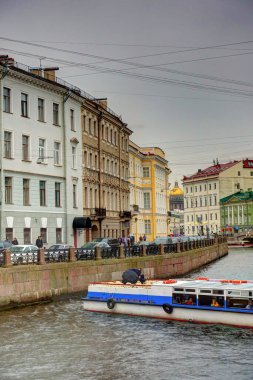 SAINT-PETERSBURG, RUSSIA - AUGUST 2018: Historical center in cloudy weather