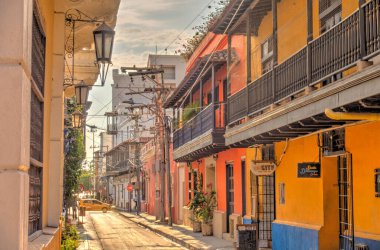 Santa Marta, Colombia - April 2019 : Historical center in sunny weather,