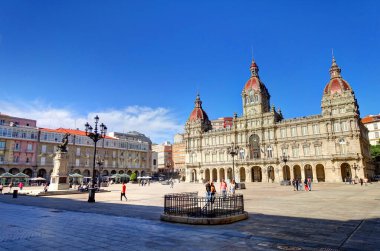 beautiful architecture in the old town La Coruna, Galicia, Spain