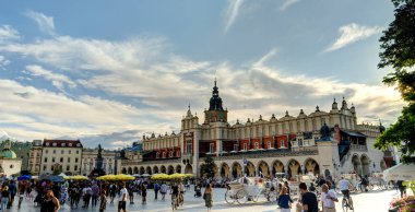 Krakow, Poland - August 2021: Historical center in sunny weather