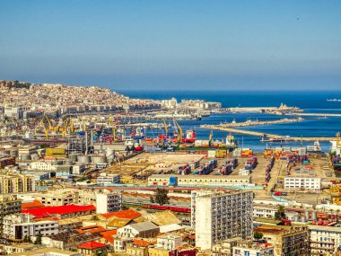 Algiers, Algeria - March 2020 : Colonial architecture in sunny weather, HDR Image