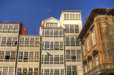 beautiful architecture in the old town La Coruna, Galicia, Spain