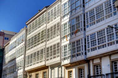 beautiful architecture in the old town La Coruna, Galicia, Spain