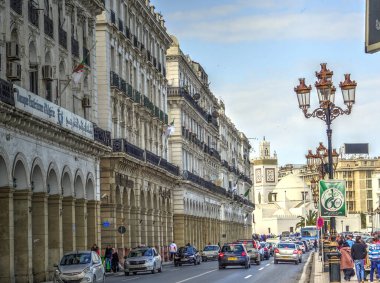 Algiers, Algeria - March 2020 : Colonial architecture in sunny weather, HDR Image