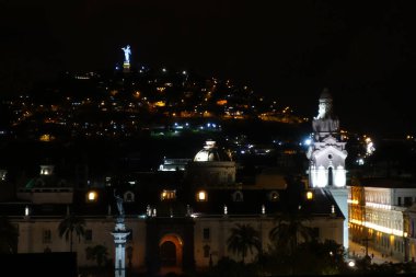 Quito, Ecuador - April 2018 : beautiful view on Historical center of the city