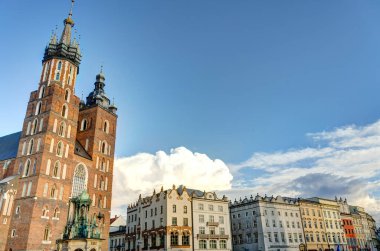 Krakow, Poland - August 2021: Historical center in sunny weather