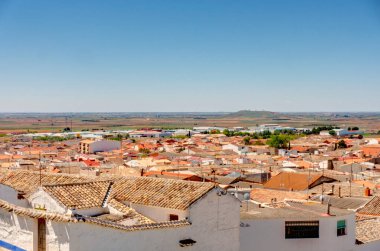 CAMPO DE CRIPTANA, SPAIN - MAY 2019: Picturesque village in La Mancha in summertime