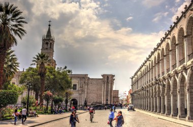 AREQUIPA, PERU - APRIL 2018 : Historical center in Arequipa