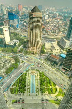 Kuala Lumpur, Malaysia - March 2019 : Cityscape from the Petronas Towers, HDR image