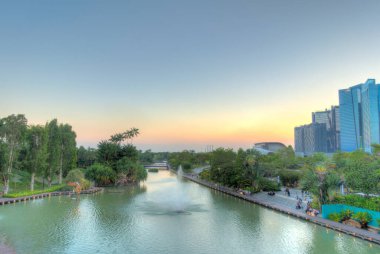 Singapore - March 2019 : Riverside in cloudy weather