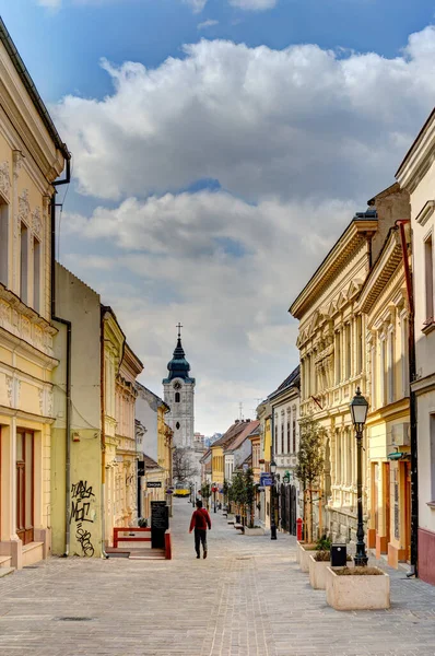 Pecs, Hungary - March 2017: Historical  center in cloudy weather, HDR                  