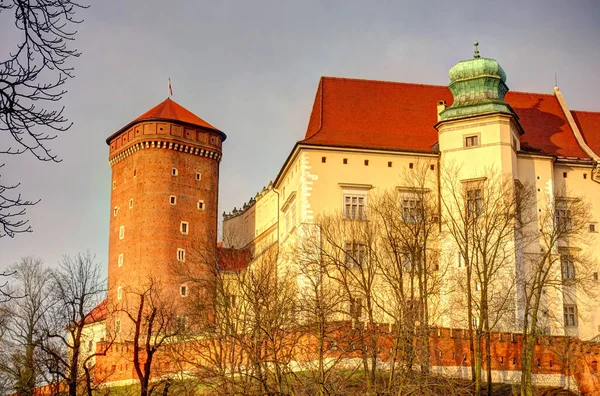 Krakow Poland August 2021 Wawel Castle Cloudy Weather — Fotografia de Stock