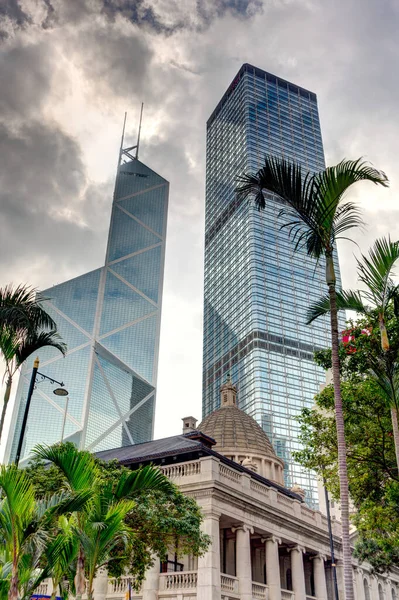 Hong Kong January 2019 Historical Center Skyline Cloudy Weather — 스톡 사진