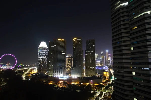 Singapore March 2019 Skyline Night — Fotografia de Stock