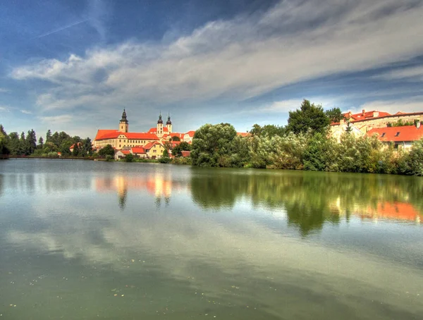 stock image Telc, Czech Republic - September 2021 : Historical center in cloudy weather, HDR Image