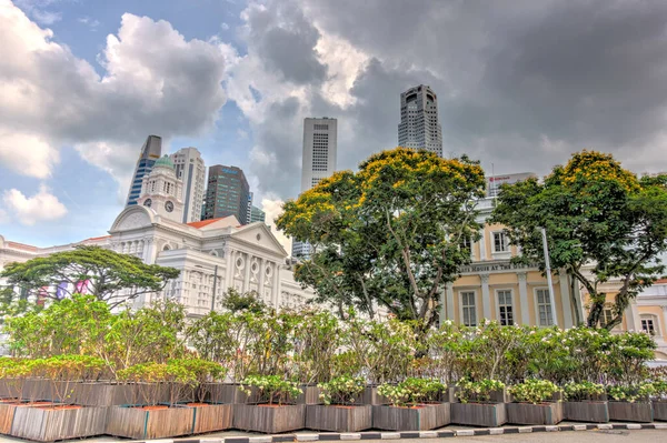 Сінгапур Березень 2019 Року Центр Міста Хмарну Погоду — стокове фото