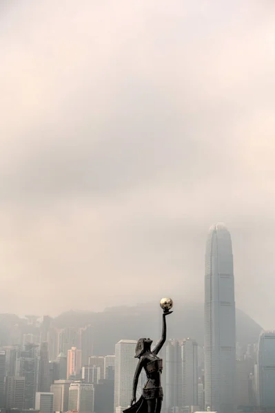 Hong Kong February 2019 Panorama Harbour Sunset —  Fotos de Stock