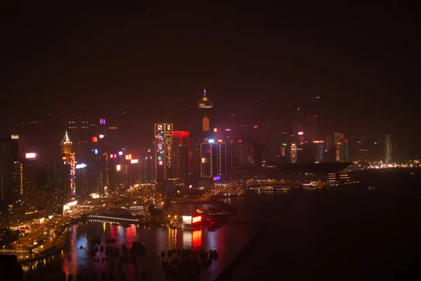 Hong Kong February 2018 View Hong Kong Harbour Cloudy Weather — Fotografia de Stock