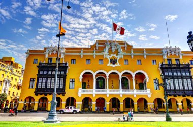 LIMA, PERU - APRIL 2018: Historical center in sunny weather