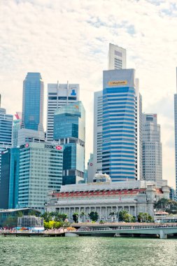 Singapore - March 2019 : City center in cloudy weather