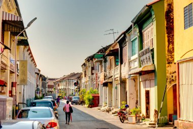 Penang, Malaysia - March 2019 : Historical center in springtime