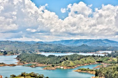 El Penol, Colombia - April 2019 : lake and geological formations in sunny weather