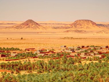 TIMIMOUN, ALGERIA - MARCH 2016: Saharan desert in sunny weather