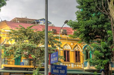 Hanoi, Vietnam - November 2020 : City center in cloudy weather