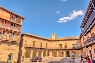 ALBARRACIN, SPAIN - JUNE 2019: Historical center in sunny weather, HDR image