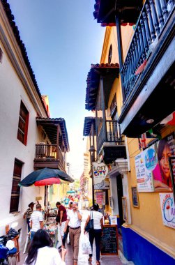 Santa Marta, Colombia - April 2019 : Historical center in sunny weather