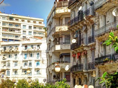 Algiers, Algeria - March 2020 : Colonial architecture in sunny weather, HDR Image