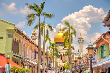 Singapore - April 2019 : Kampong Glam Muslim district in cloudy weather