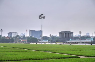 Hanoi, Vietnam - November 2020 : City center in cloudy weather