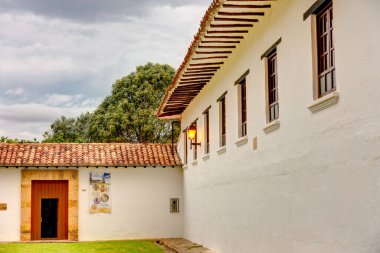 Villa de Leyva, Colombia - April 2019 : Historical center in cloudy weather