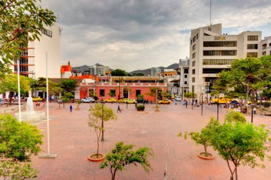 Santa Marta, Colombia - April 2019 : Historical center in sunny weather