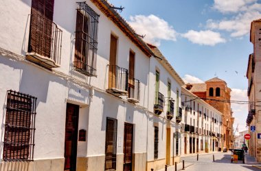 ALMAGRO, SPAIN - JUNE 2019: Historical center in sunny weather