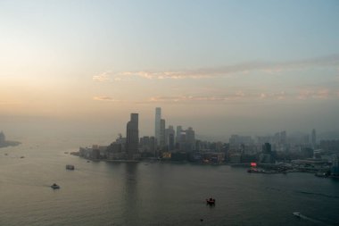 HONG KONG - FEBRUARY 2018 : View on Hong Kong Harbour in cloudy weather
