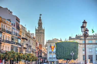 Sevilla, Spain - January 2019 : Historical center in sunny weather