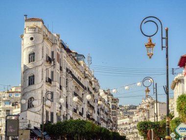 Algiers, Algeria - March 2020 : Colonial architecture in sunny weather, HDR Image