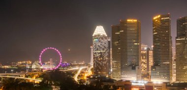 Singapore - March 2019 : Skyline by night