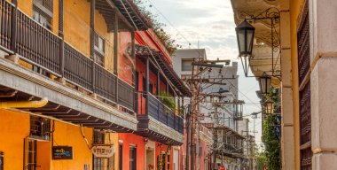 Santa Marta, Colombia - April 2019 : Historical center in sunny weather