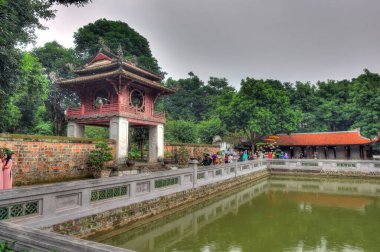 Hanoi, Vietnam - November 2020 : City center in cloudy weather