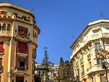 Algiers, Algeria - March 2020 : Colonial architecture in sunny weather, HDR Image