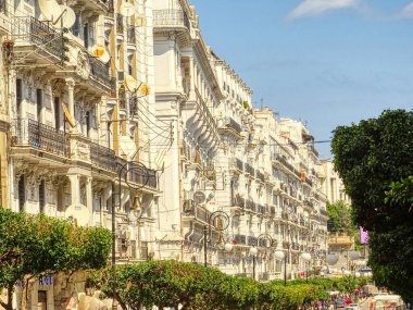 Algiers, Algeria - March 2020 : Colonial architecture in sunny weather, HDR Image