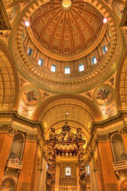 Montreal, QC, Canada - September 2017 : Interior of the Cathedral, HDR Image