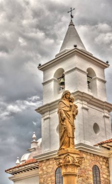 Villa de Leyva, Colombia - April 2019 : Historical center in cloudy weather