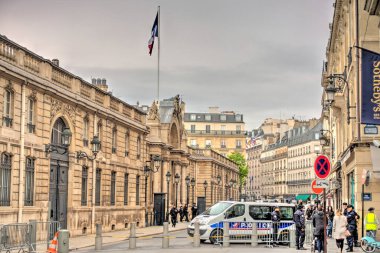Paris, France - May 2019 : Marais district in cloudy weather